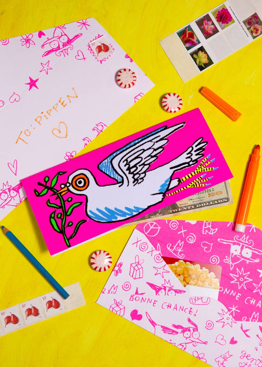 Fuzzy Neon Dove Card