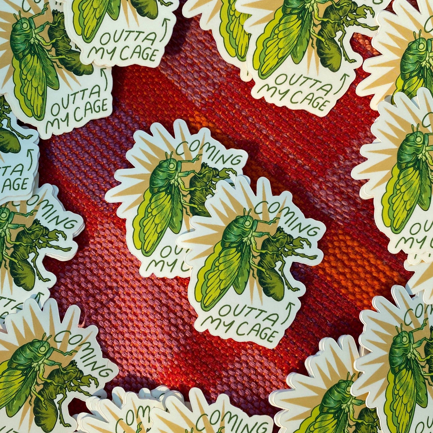 Comin Outta My Cage Cicada Sticker