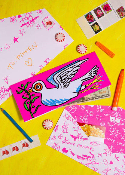 Fuzzy Neon Dove Card