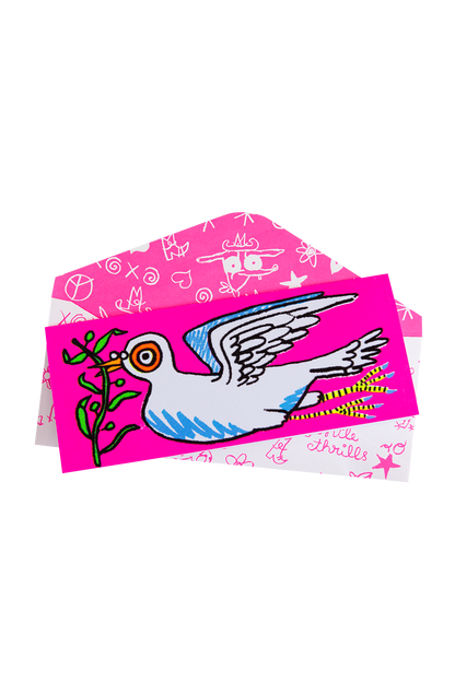 Fuzzy Neon Dove Card
