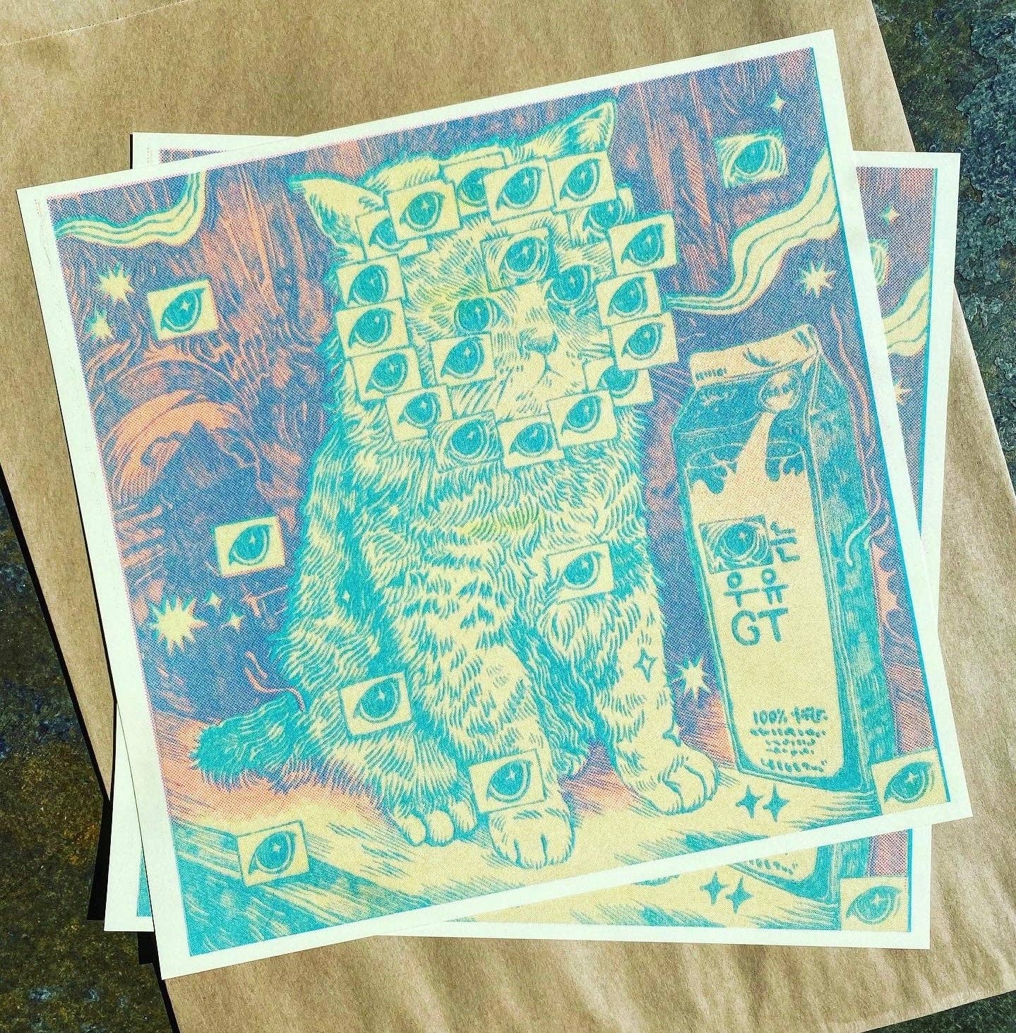 Do Not Be Afraid Riso Kitty Print