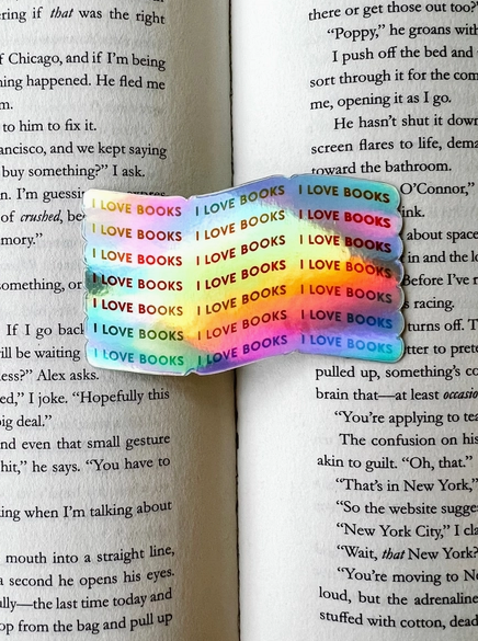 I Love Books Holographic Sticker