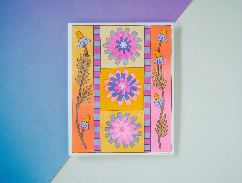 Zinnia Risograph Art Print